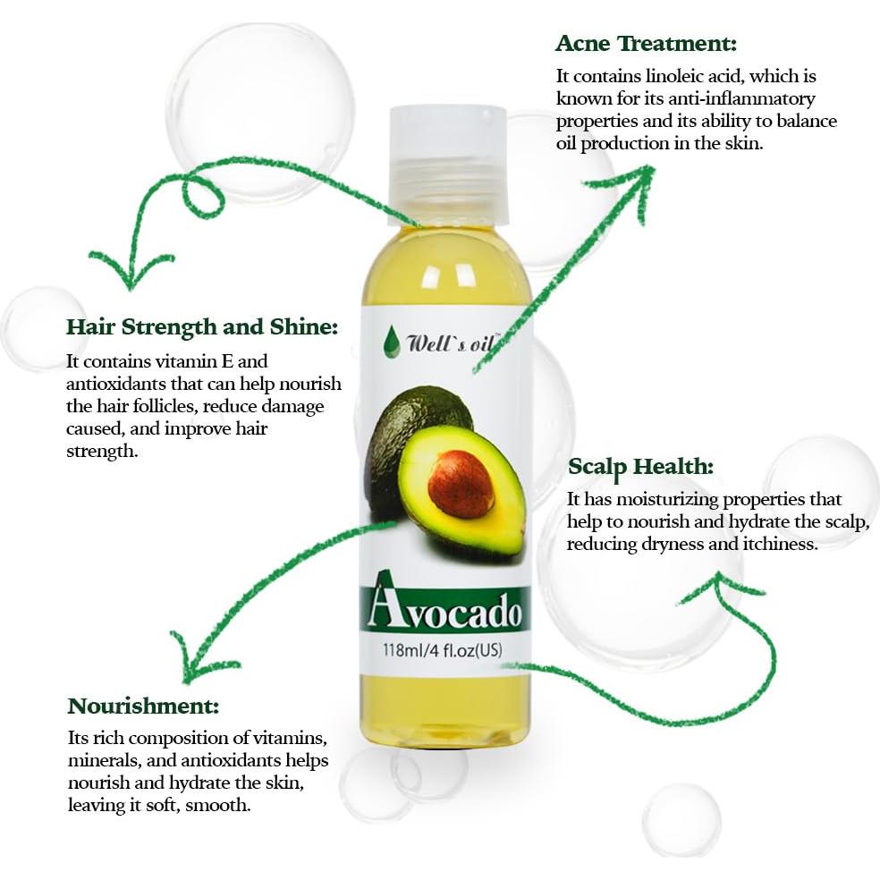 Aceite de Aguacate Well's 118ml Natural para Cabello y Piel