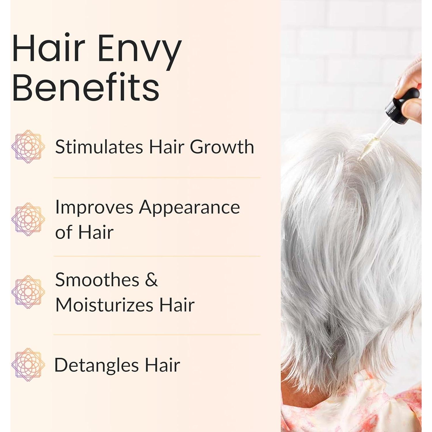 Suero Natural para Crecimiento del Cabello Envidia del Cabello - 100% Aceites Esenciales, 15 Extractos de Plantas