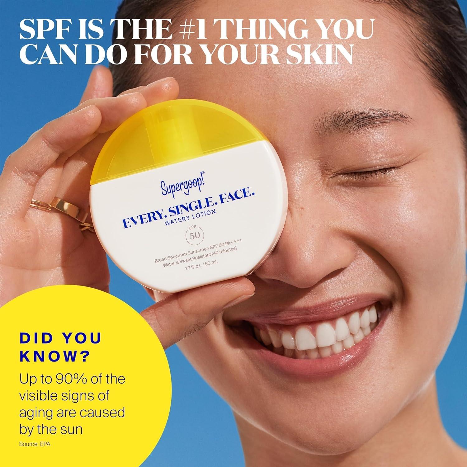 Supergoop! Cada. Sola. Cara. Loción Solar SPF 50 - 50 ml - Resistente al Agua