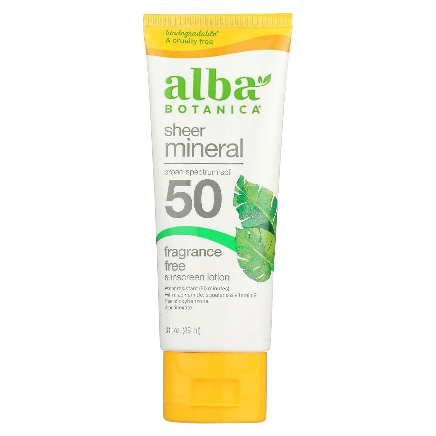 Loción Solar Mineral Alba Botanica SPF 50 89 ml Hipoalergénica