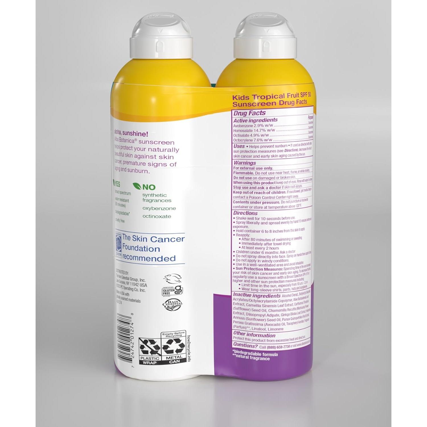 Protector Solar Spray Infantil Alba Botanica SPF 50 - 2x142g