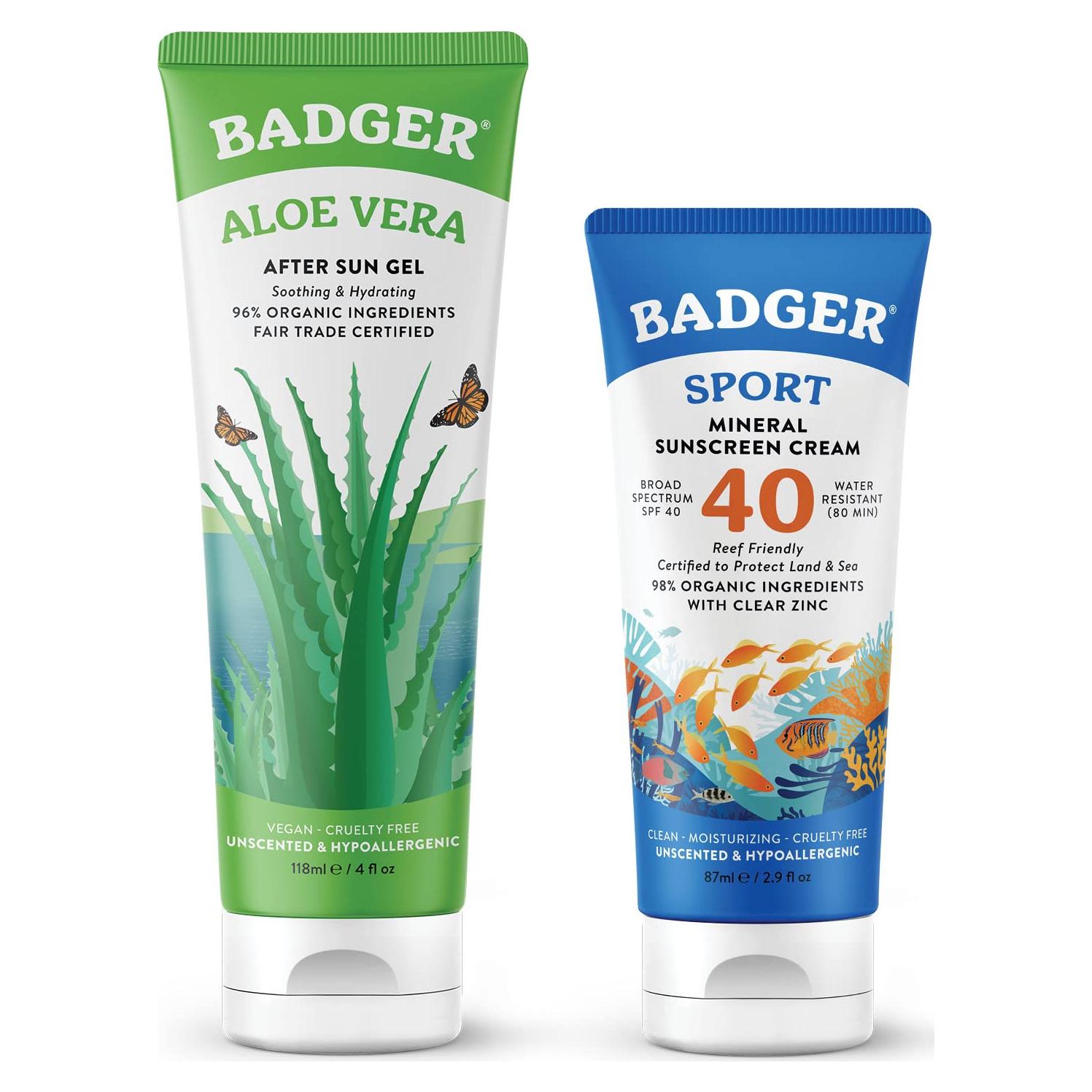 Protector Solar Mineral Badger SPF 40 + Gel Aloe Vera Orgánico
