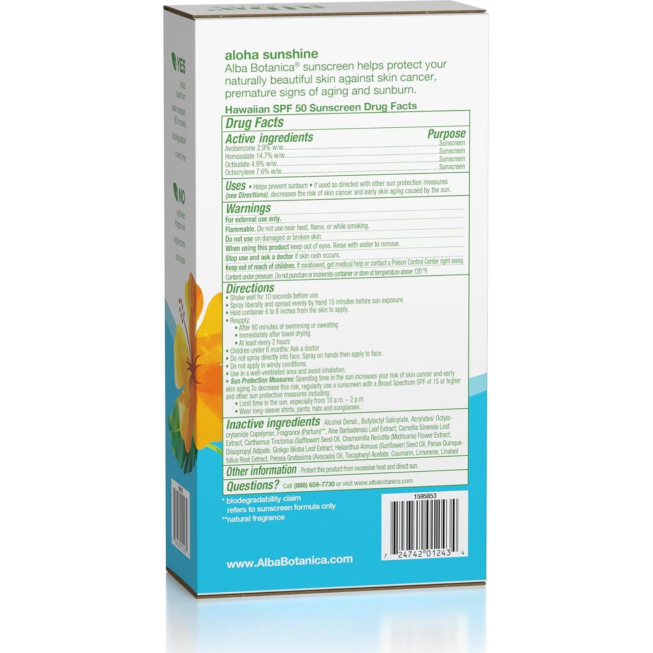 Protector Solar Spray Alba Botanica SPF 50 Biodegradable 473 ml