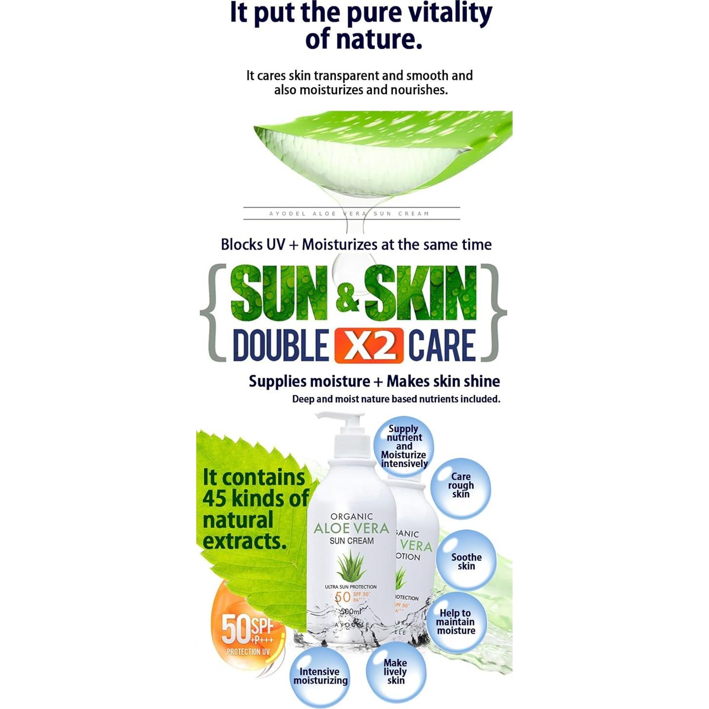 Protector Solar Ayodele Aloe Vera SPF50+ PA+++ 478ml