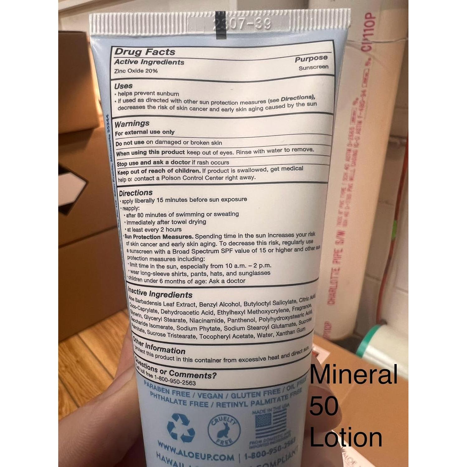 Protector Solar Mineral Aloe Up SPF 50 - 85g - Cara y Cuerpo