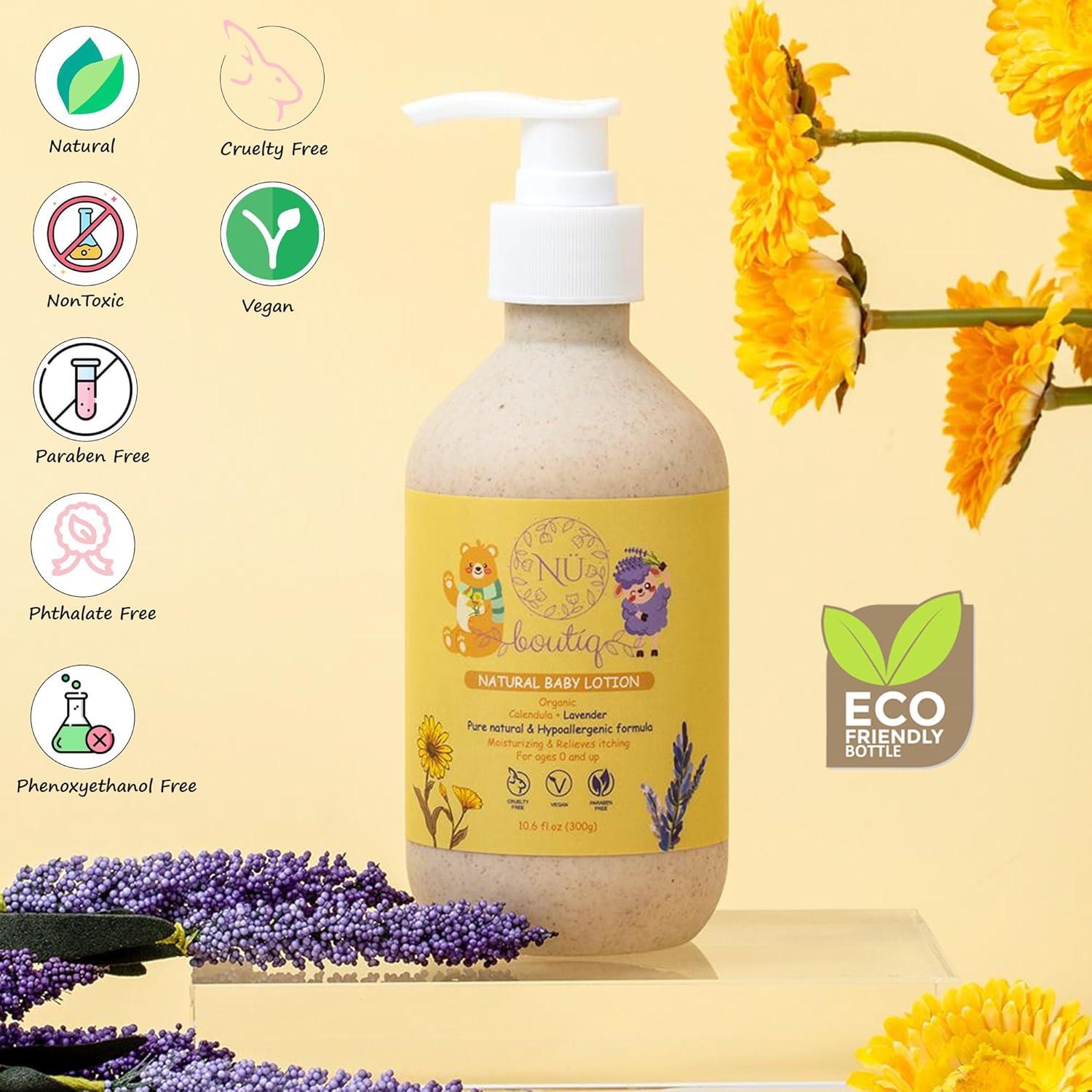 Loción Orgánica Vegana para Bebés Nü Boutiq - Caléndula y Lavanda 313.6 ml