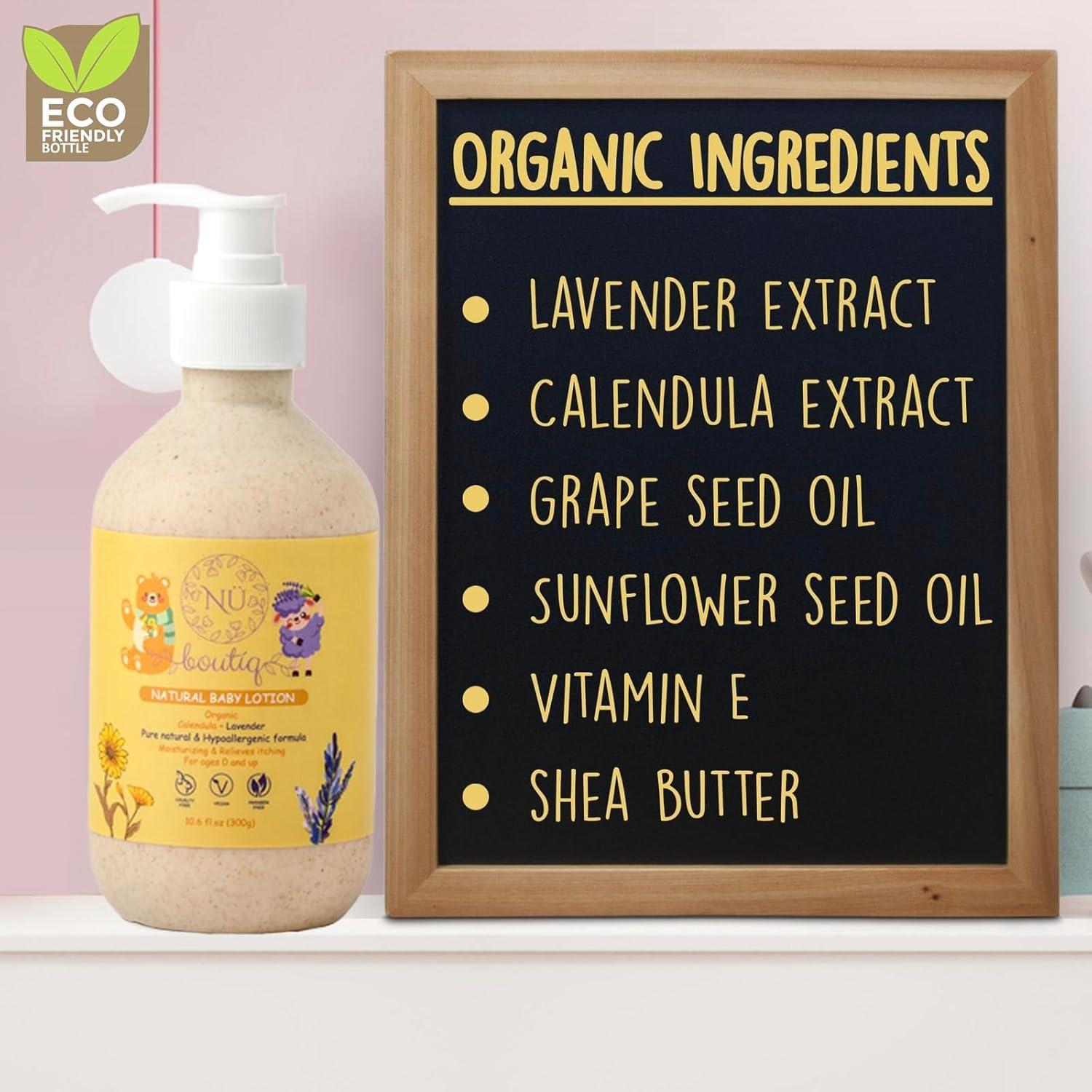 Loción Orgánica Vegana para Bebés Nü Boutiq - Caléndula y Lavanda 313.6 ml