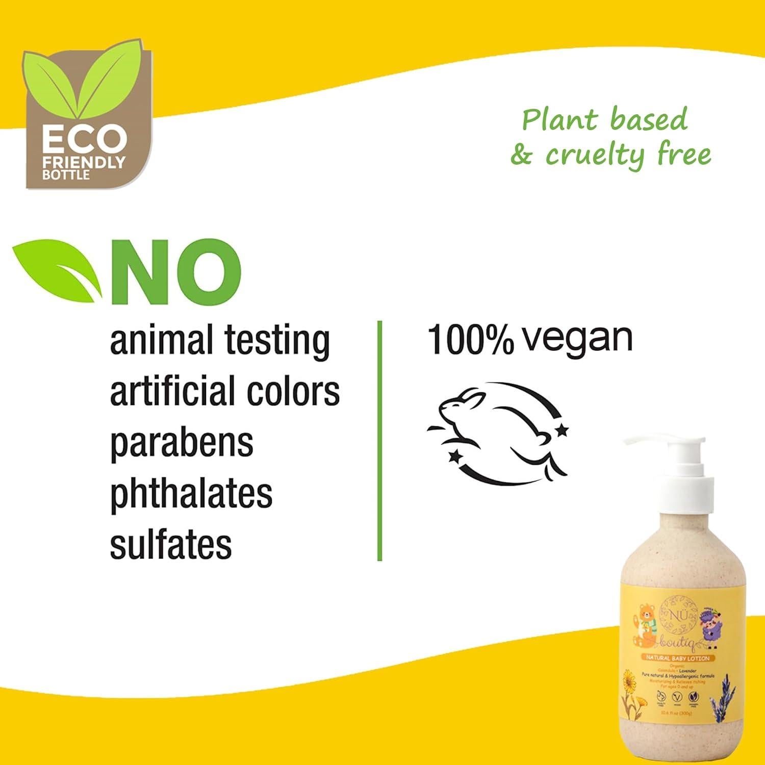 Loción Orgánica Vegana para Bebés Nü Boutiq - Caléndula y Lavanda 313.6 ml