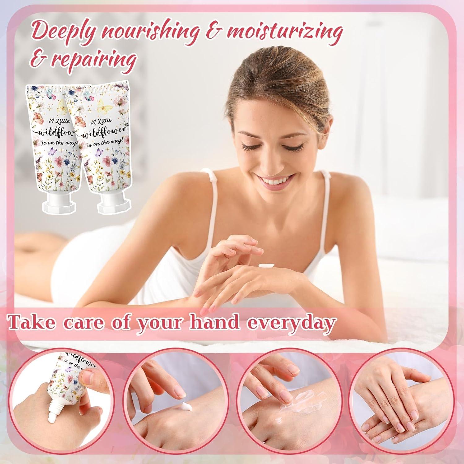 48 Sets de Crema de Manos Dansib para Baby Shower Floral