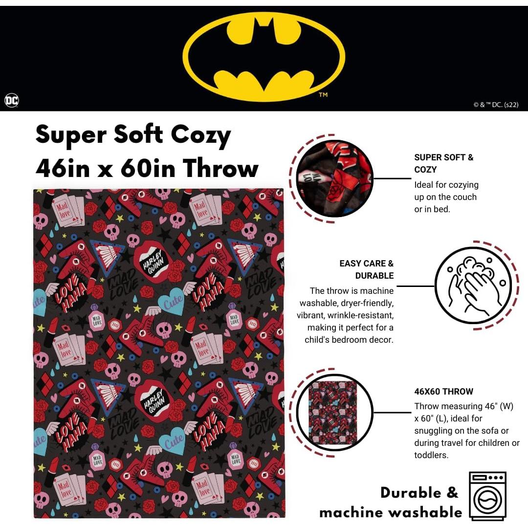 Manta de Batman Franco 116x152 cm Suave y Acogedora