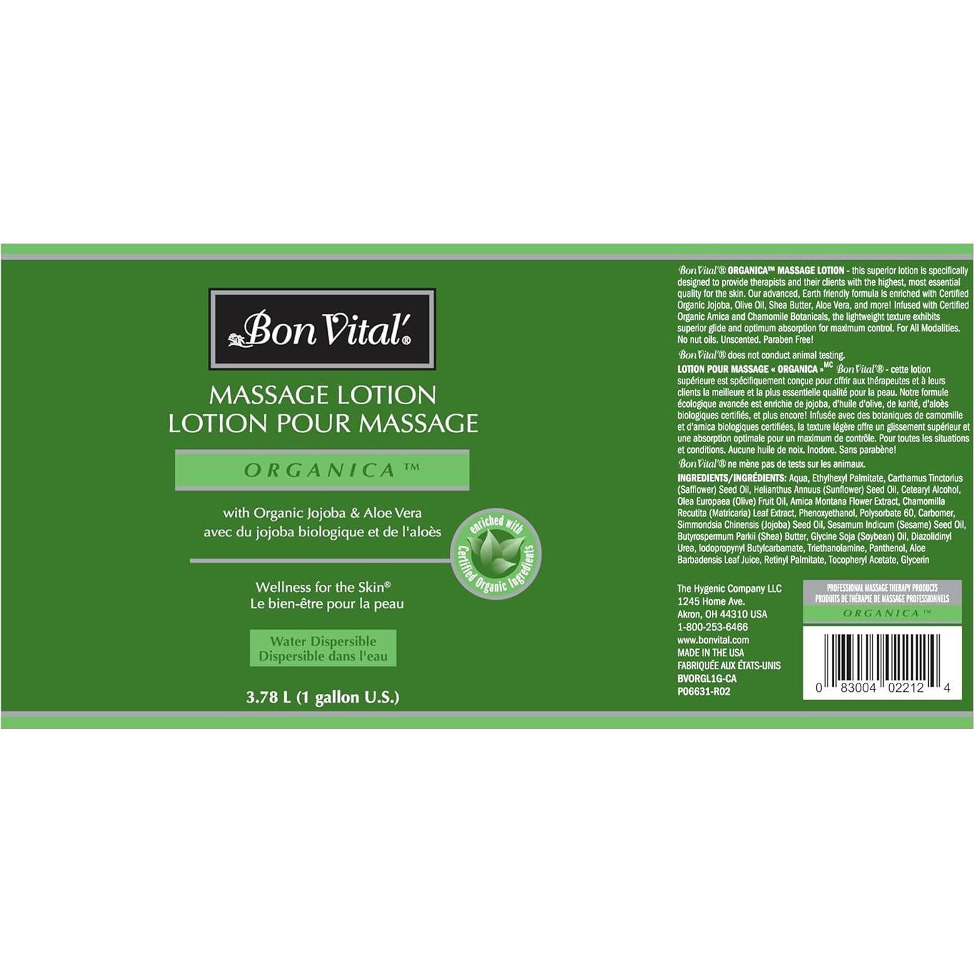 Loción de Masaje Orgánica Bon Vital 3.785 L Hidratante Natural