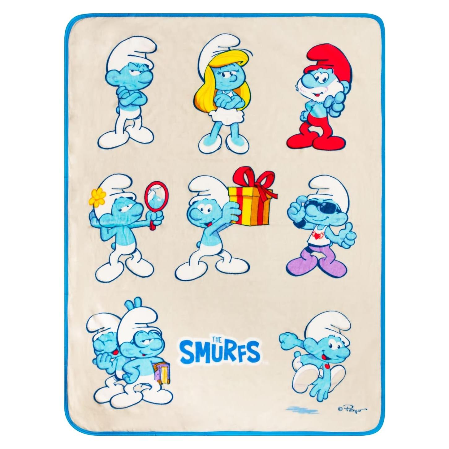 Manta Franco Los Pitufos Micro Raschel 116x152 cm