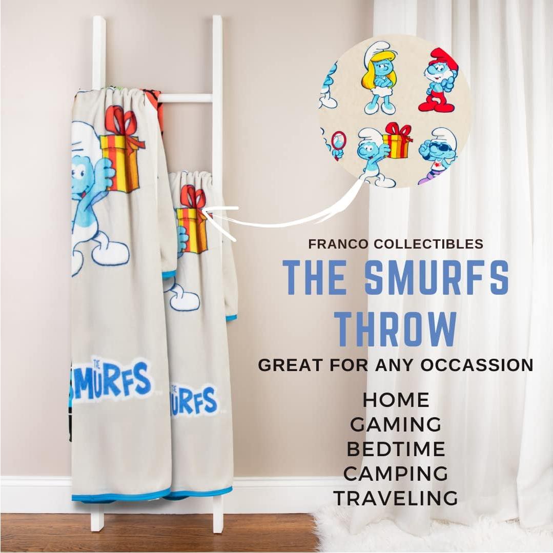 Manta Franco Los Pitufos Micro Raschel 116x152 cm