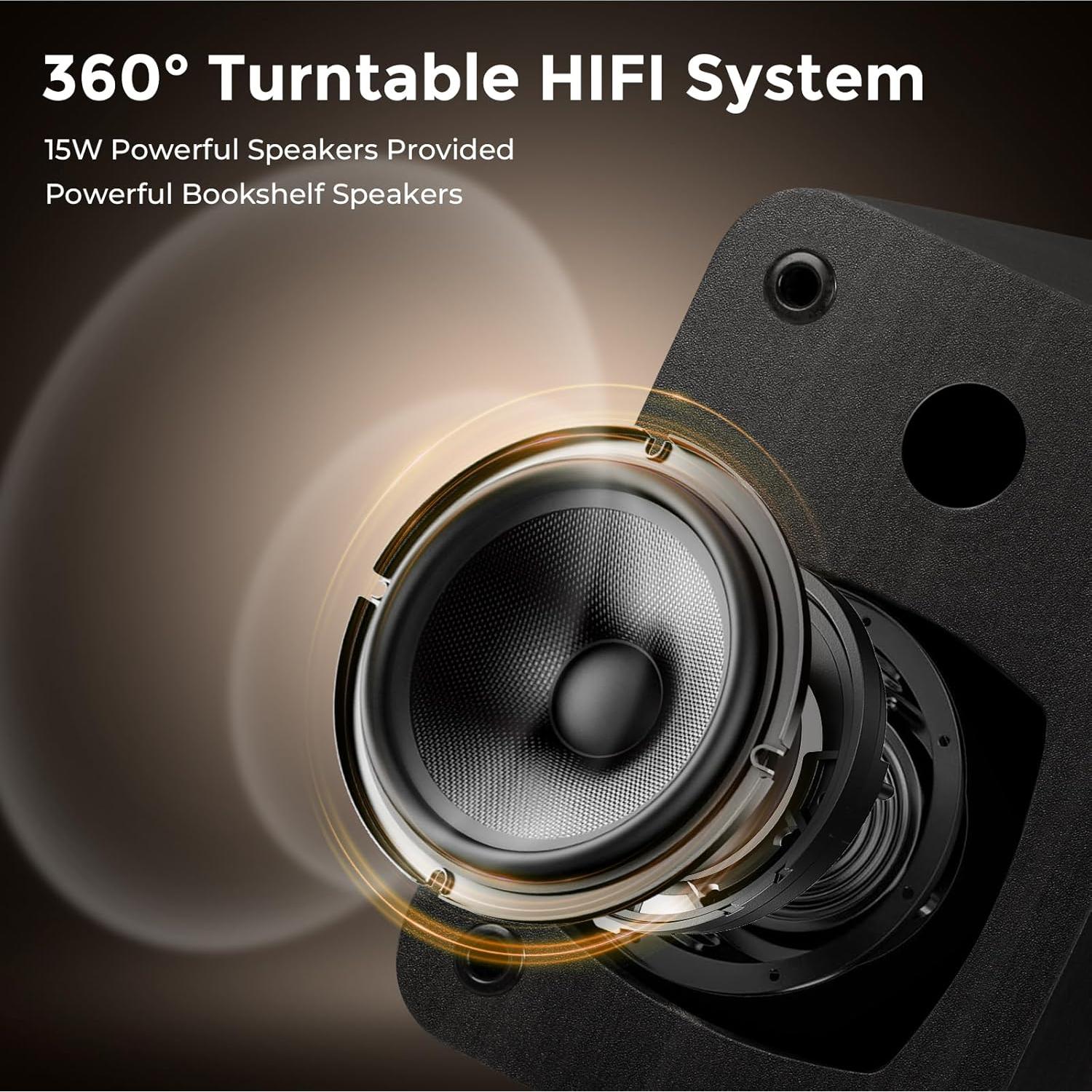 Reproductor de Vinilo Vangoa Negro Bluetooth 3 Velocidades