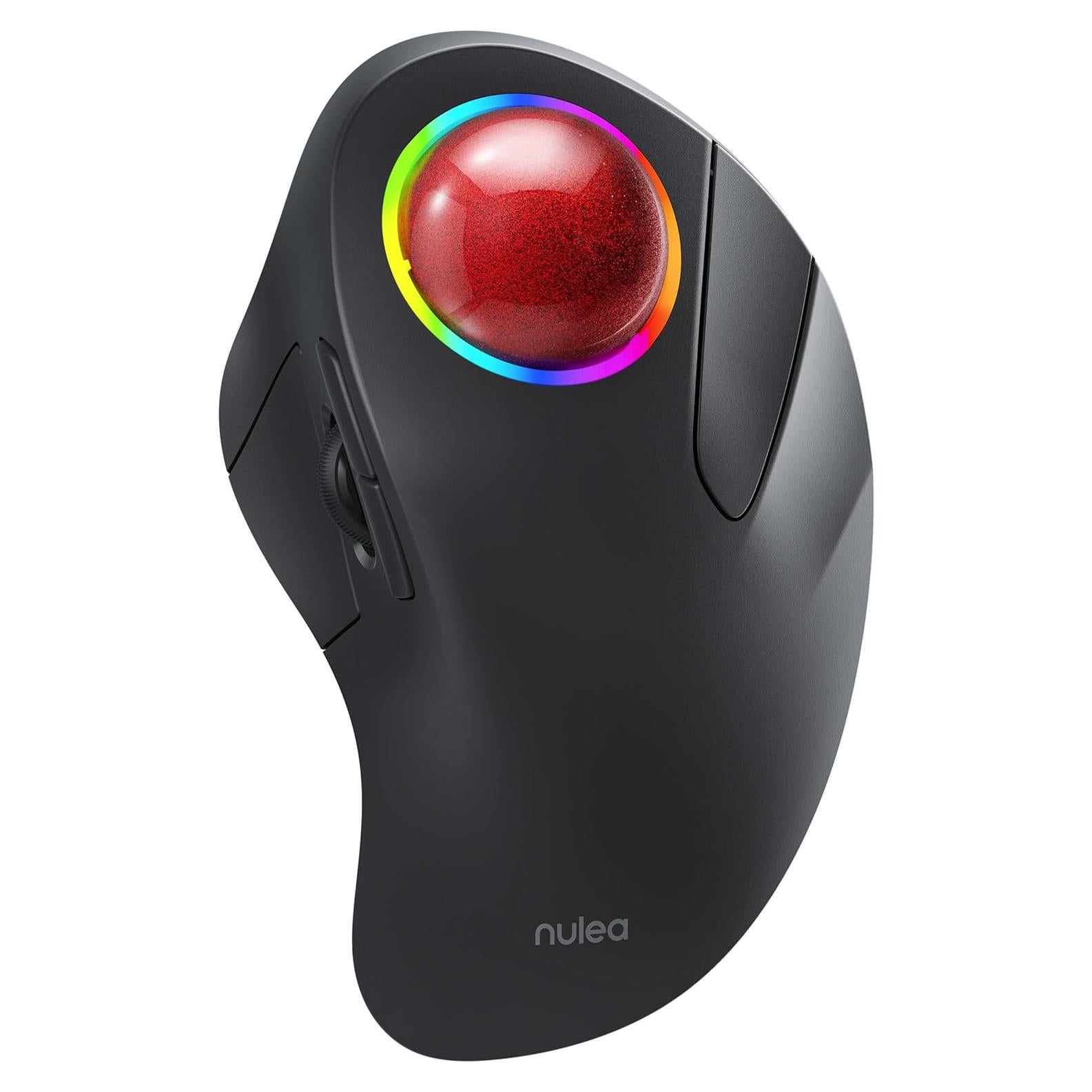 Nulea M505B Wireless Trackball Mouse, Rechargeable Ergonomic RGB Rollerball Mouse, Easy Index Finger Control with 5 Adjustable DPI, 3 Device Connection for PC, Laptop, iPad, Mac, Windows, Android