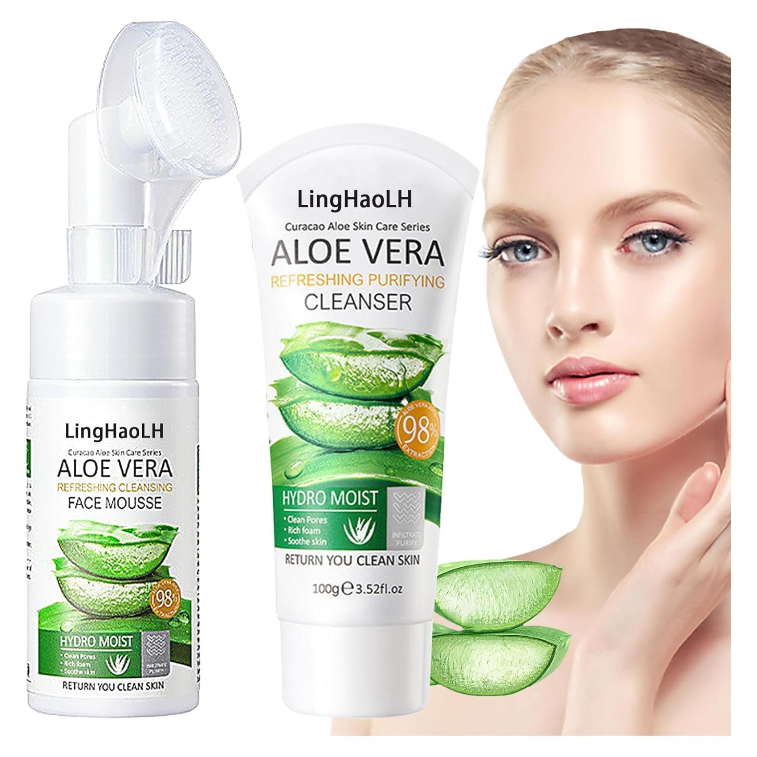 Limpiador Facial Espumoso LingHaoLH Aloe Vera 2PCS 10.16cm