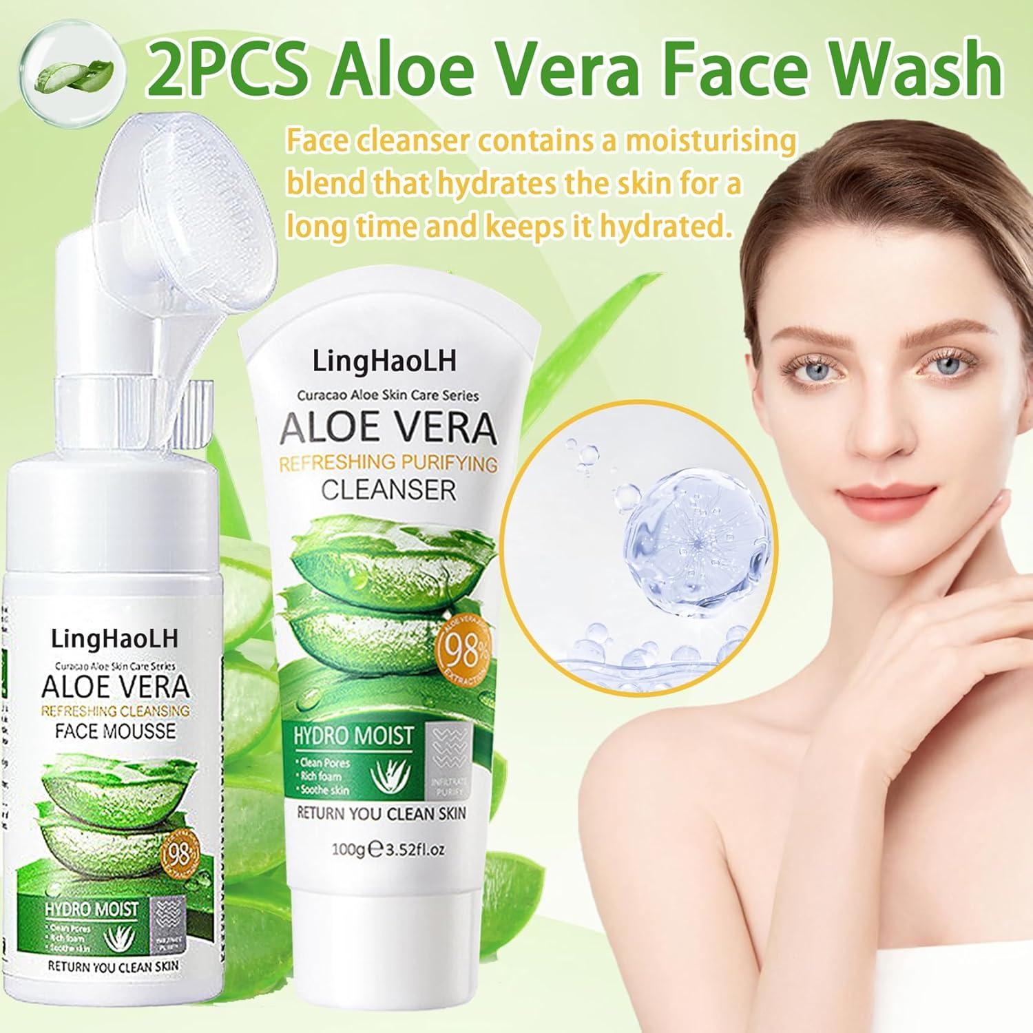 Limpiador Facial Espumoso LingHaoLH Aloe Vera 2PCS 10.16cm