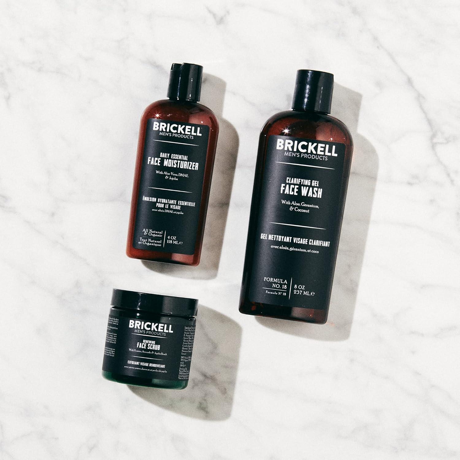 Set de Cuidado Facial para Hombres Brickell - Gel Limpiador, Exfoliante y Loción Hidratante