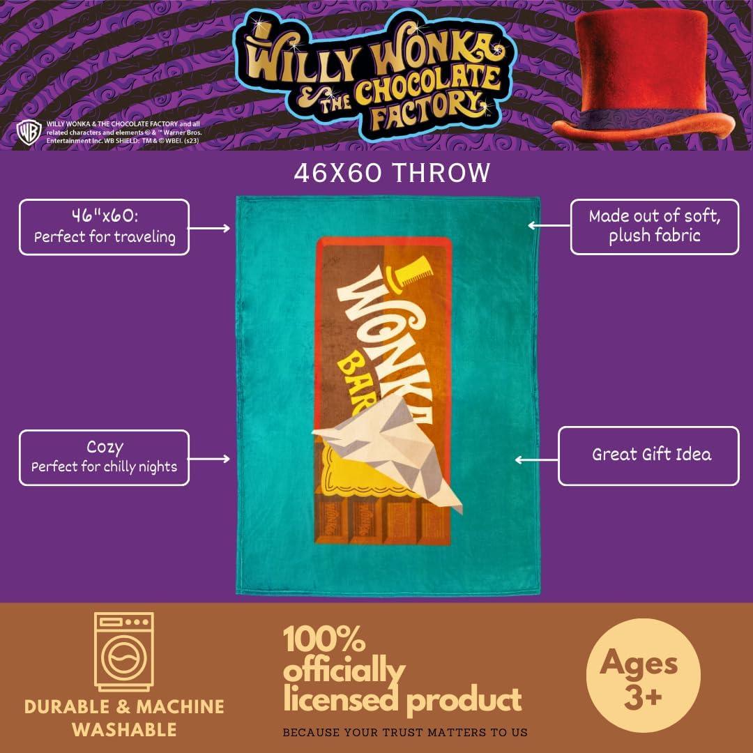 Manta Willy Wonka Franco 116x152 cm Suave y Lavable