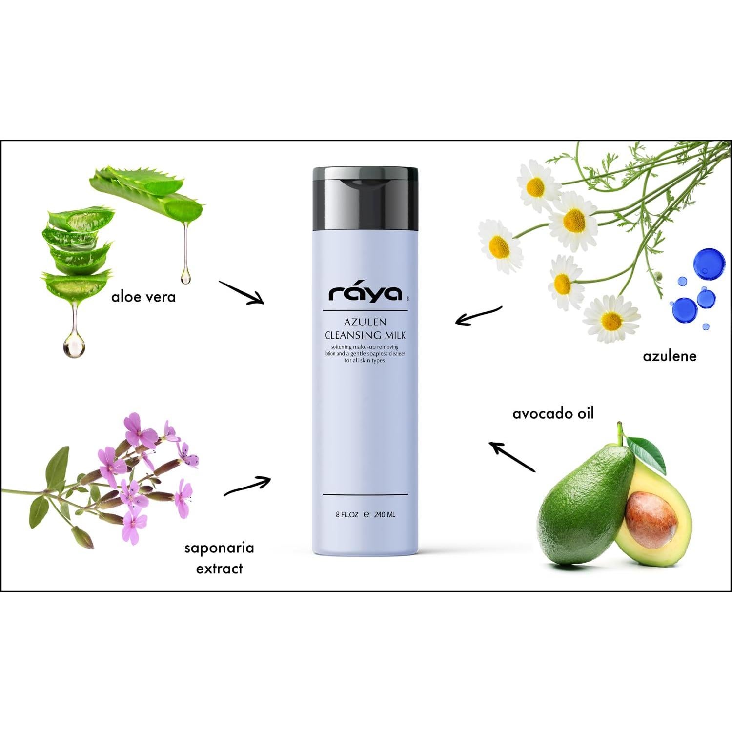 Leche Limpiadora Facial Raya Azulen 150 ml | Sin Jabón | Piel Sensible