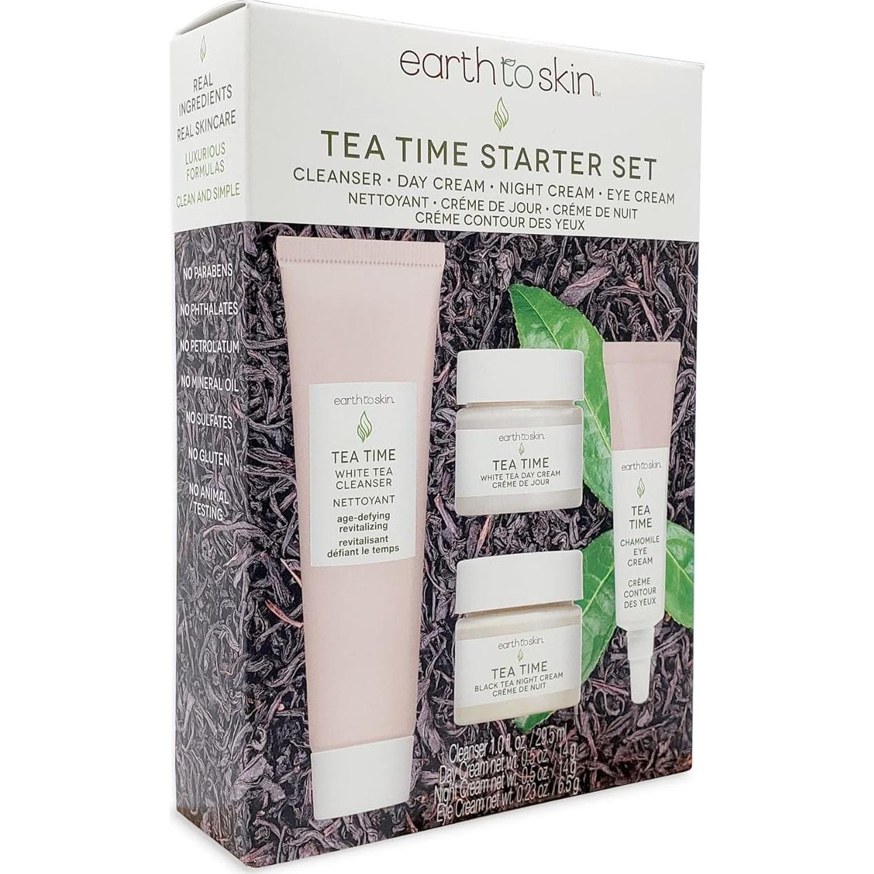 Conjunto Tea Time Earth To Skin: Limpiador y Cremas Antienvejecimiento