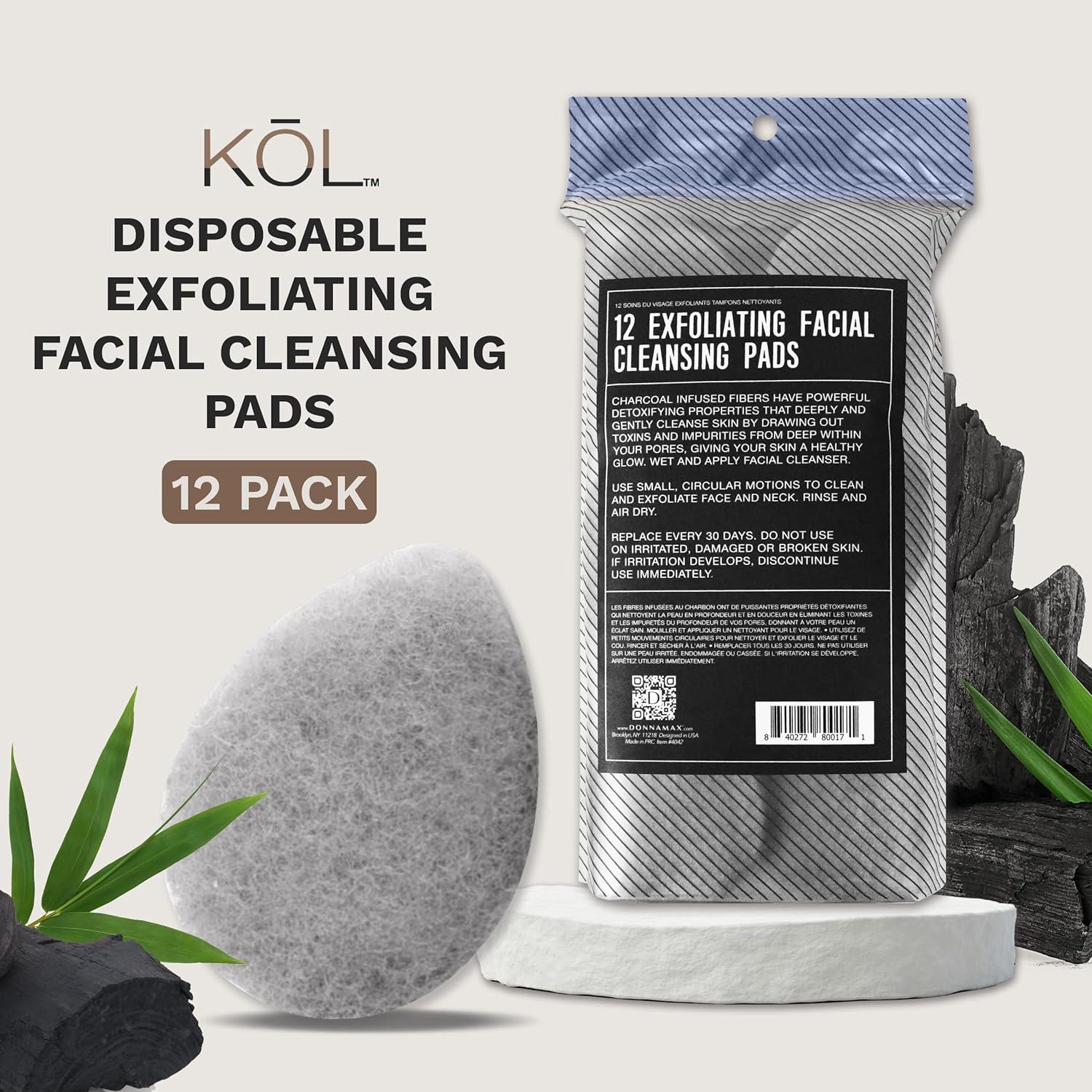 Esponjas Exfoliantes Faciales KOL - 12 Unidades Infundidas con Carbón