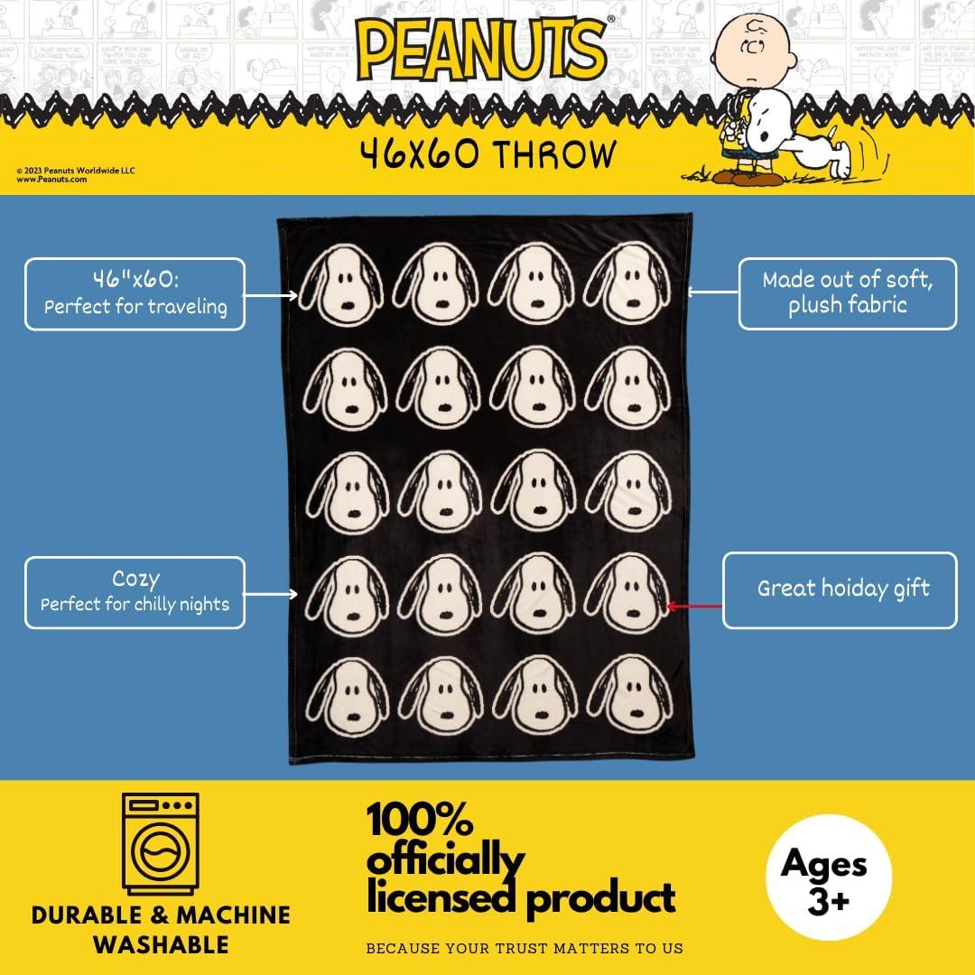 Manta Franco Peanuts Snoopy 116x152 cm Suave y Acogedora