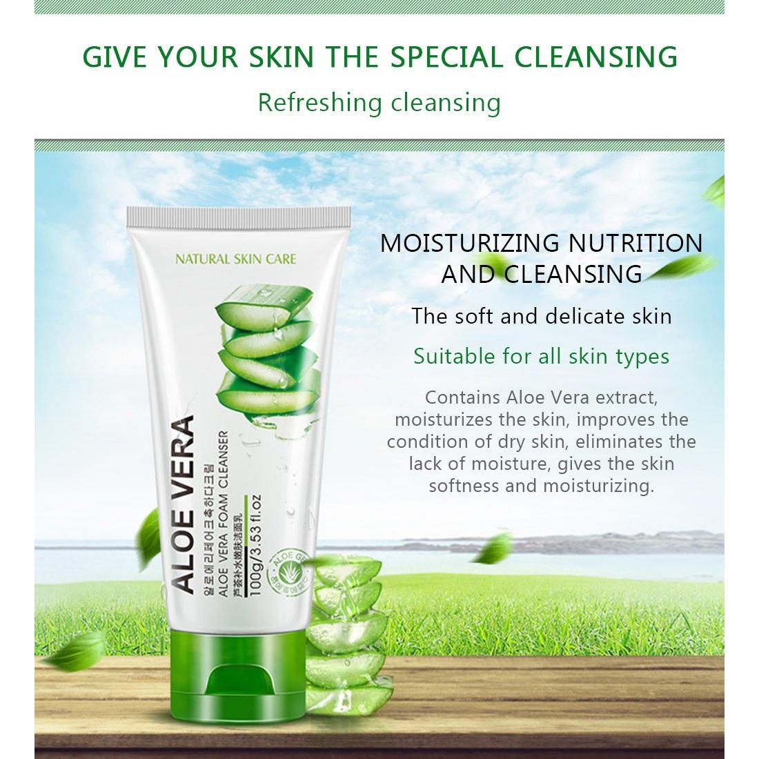 Limpiador Facial Espumoso BIOAQUA Aloe Vera 92% 100g