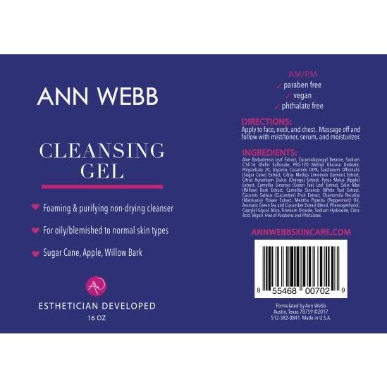 Gel Limpiador Espumoso Ann Webb 473ml Piel Grasa y Mixta