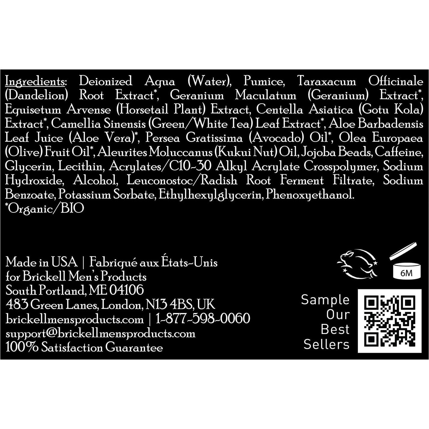 Exfoliante Facial Brickell para Hombres 56.7g Natural Orgánico