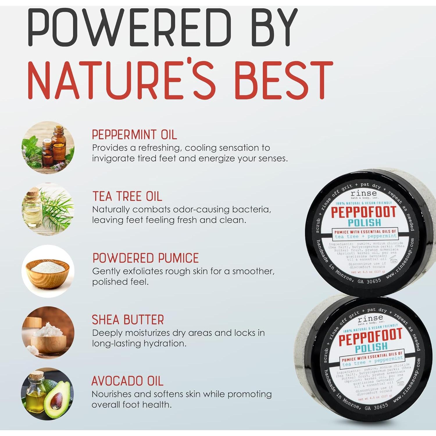 Exfoliante de Pies Rinse Bath & Body Peppofoot 113g Menta