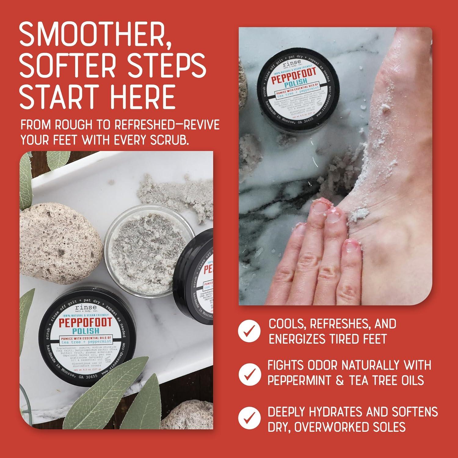 Exfoliante de Pies Rinse Bath & Body Peppofoot 113g Menta