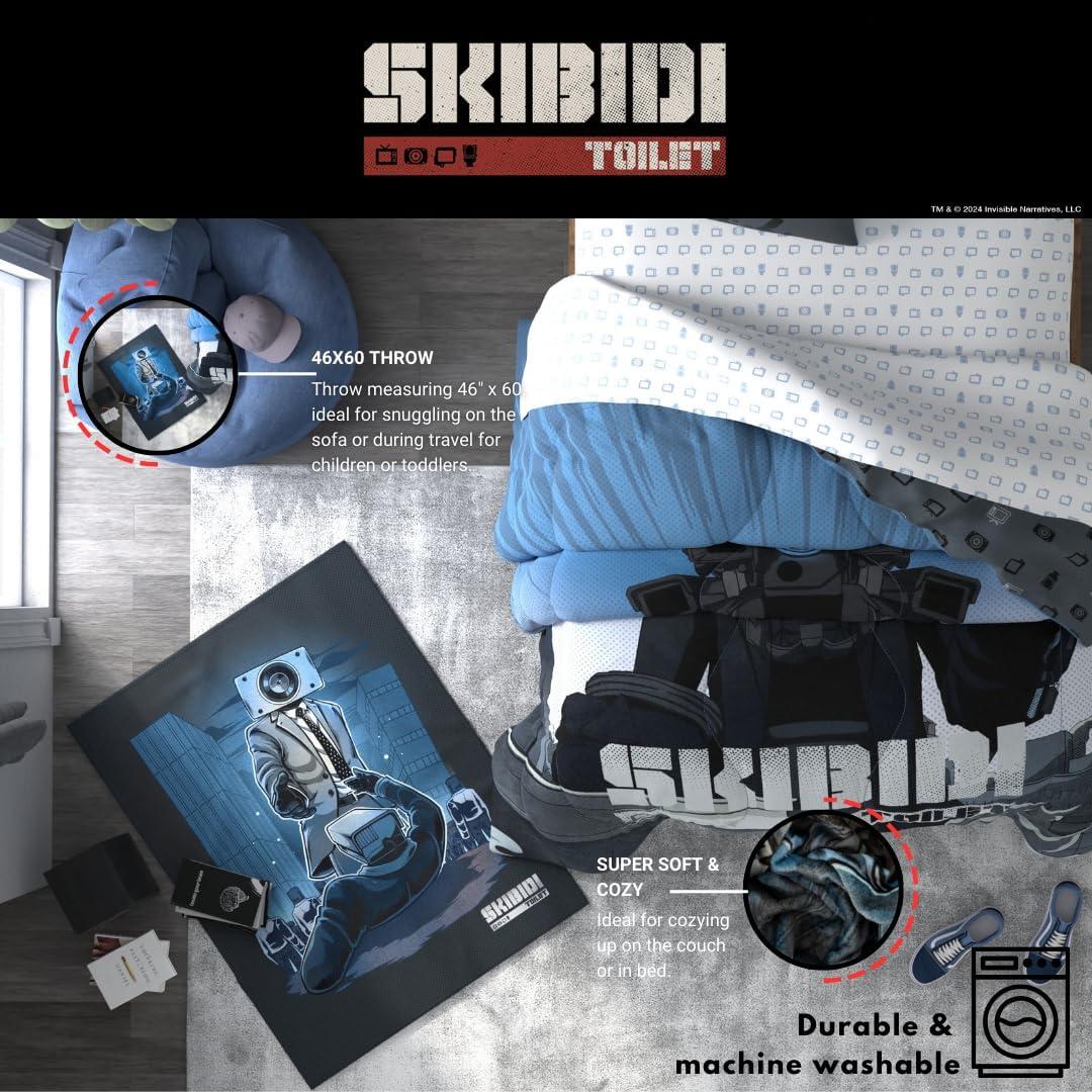 Manta Franco Skibidi Toilet 116x152 cm Suave y Acolchada