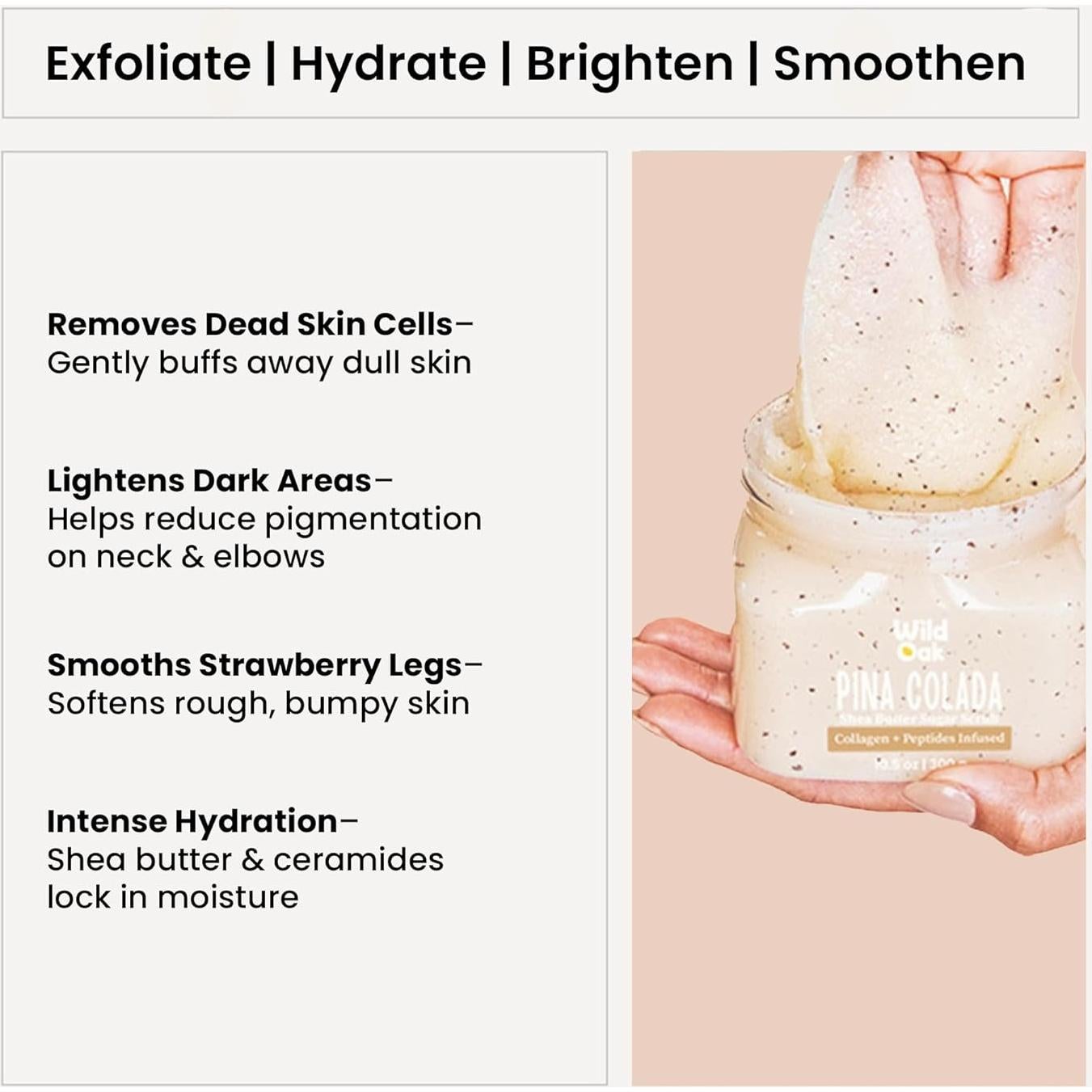 Exfoliante Corporal Vegano WildOak con Azúcar y Karité 300g