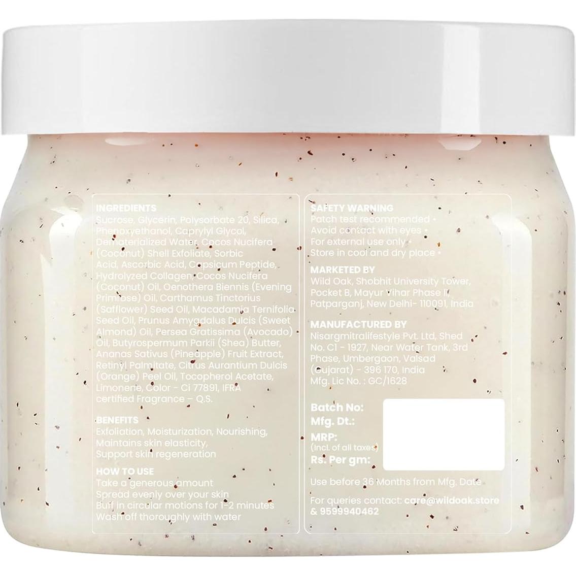 Exfoliante Corporal Vegano WildOak con Azúcar y Karité 300g