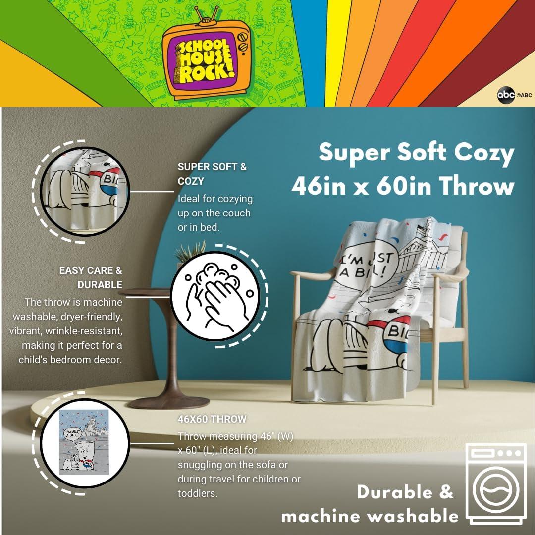 Manta Franco Schoolhouse Rock! 116x152 cm Suave y Acogedora