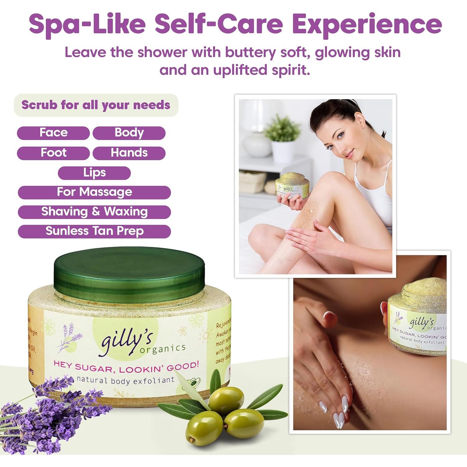 Exfoliante de Azúcar Orgánico Gilly's - 226.8g con Lavanda y Coco