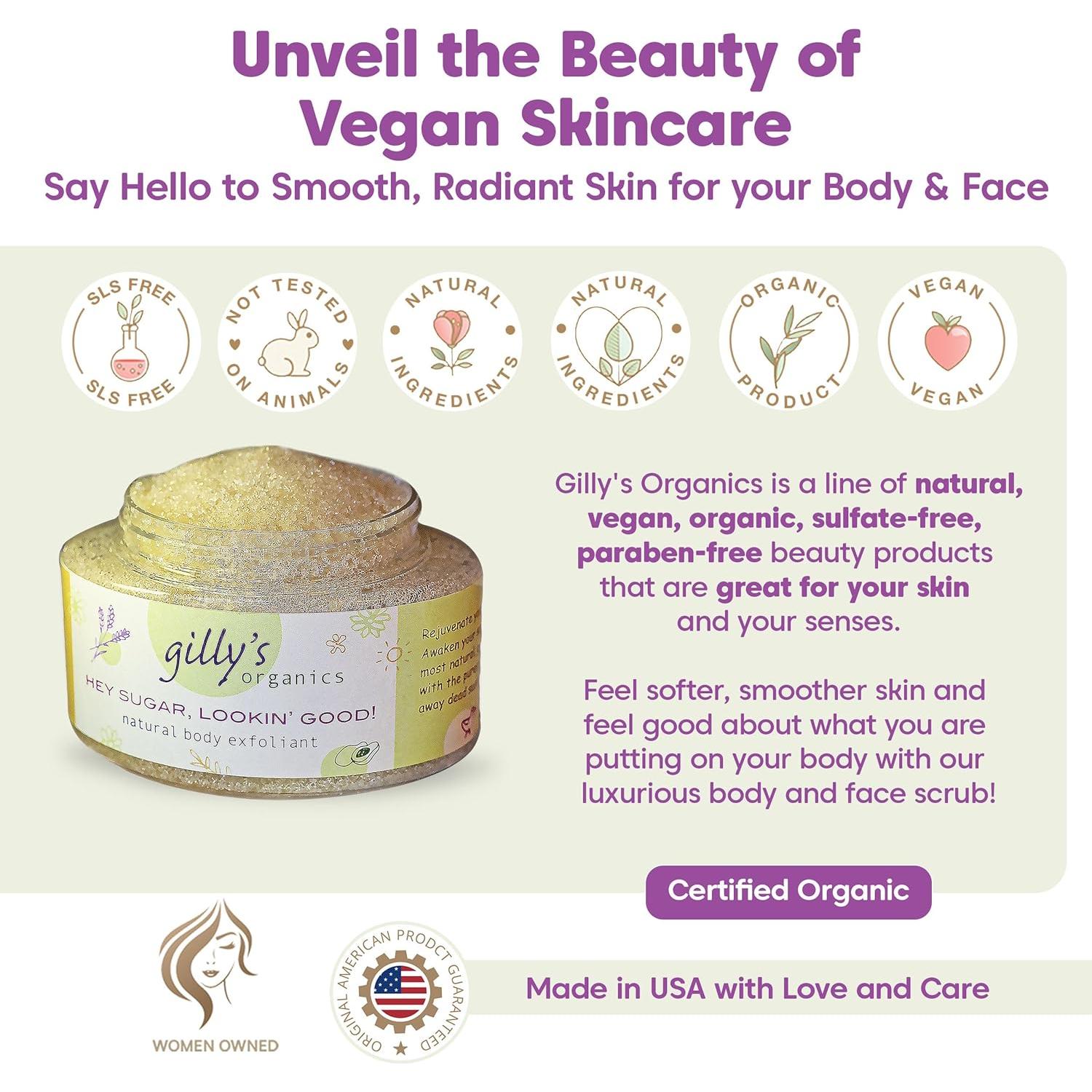 Exfoliante de Azúcar Orgánico Gilly's - 226.8g con Lavanda y Coco