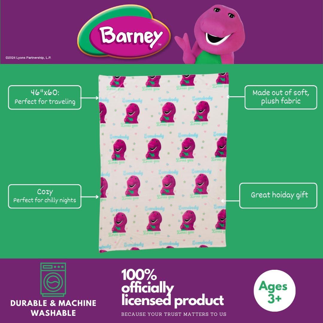 Manta de Peluche Barney Franco 116x152 cm Suave y Acogedora