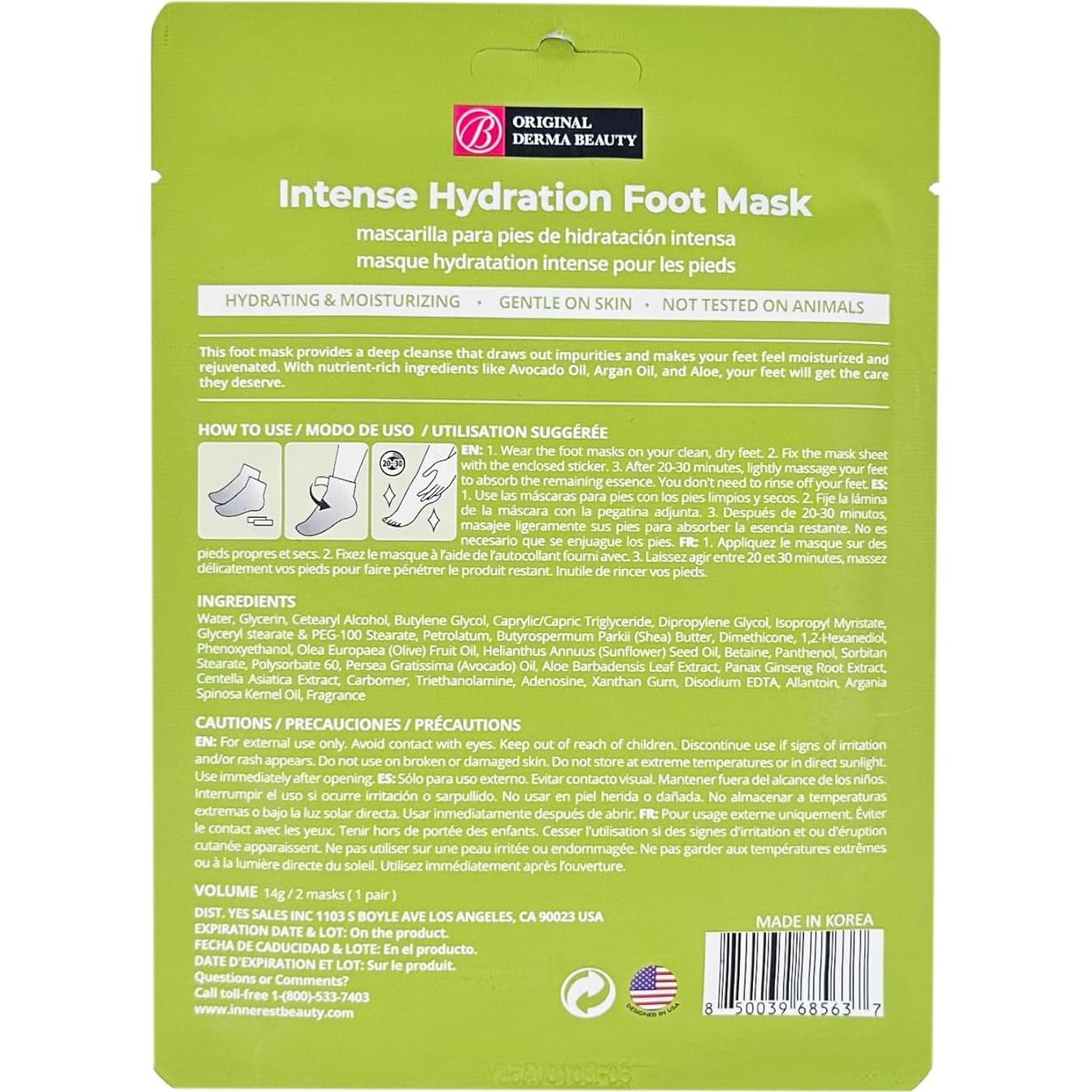 Máscara de Pies Derma Beauty 6 Pares Manteca de Karité y Aguacate