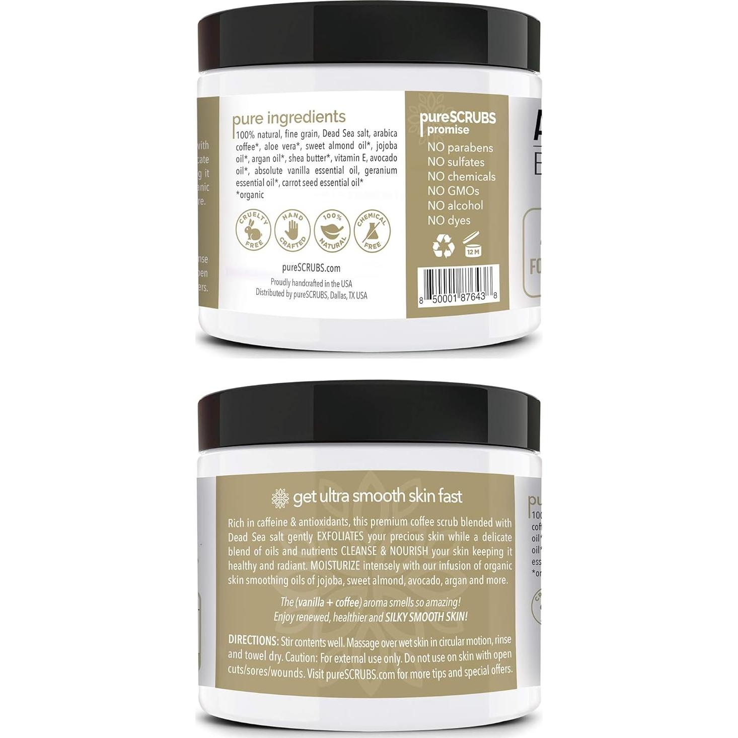 Exfoliante Corporal Orgánico pureSCRUBS 16oz Vainilla Café