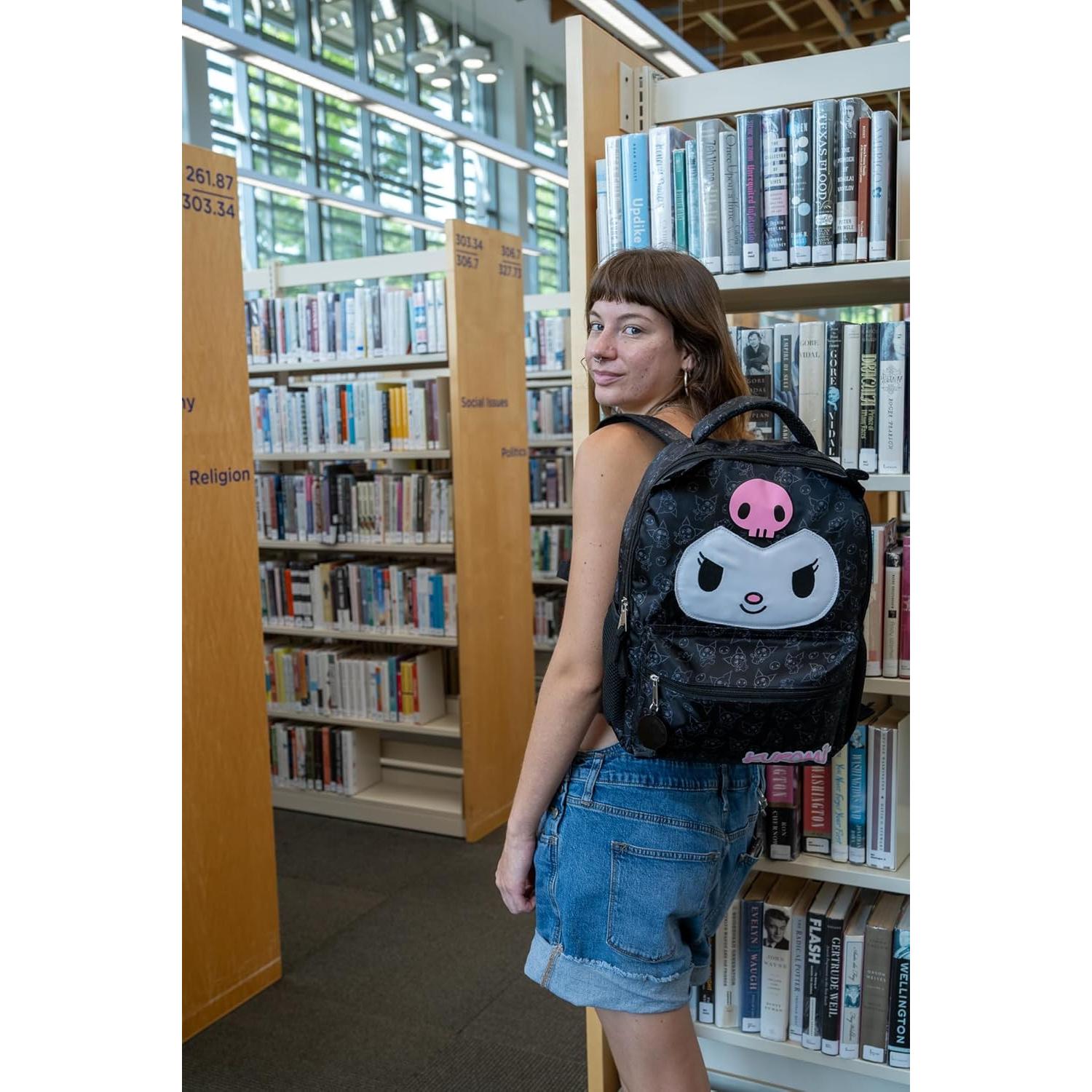 Mochila Kuromi Hello Kitty 16" 3D Escolar Niñas Negra