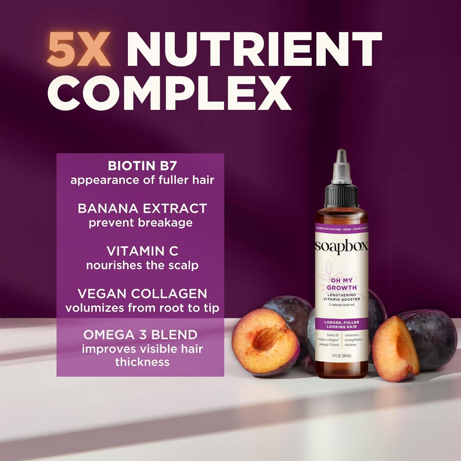 Tratamiento Acelerador de Crecimiento Soapbox 148 ml - Biotina y Colágeno Vegano