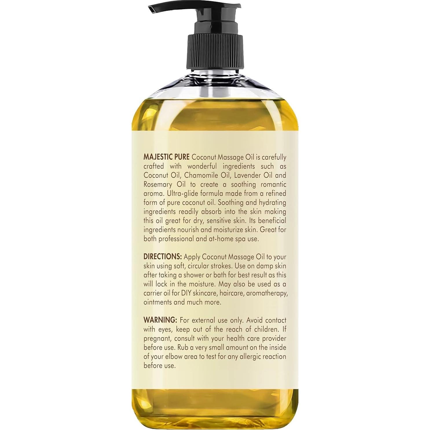 Aceite de Masaje de Coco Majestic Pure 236ml - Relajante y Natural