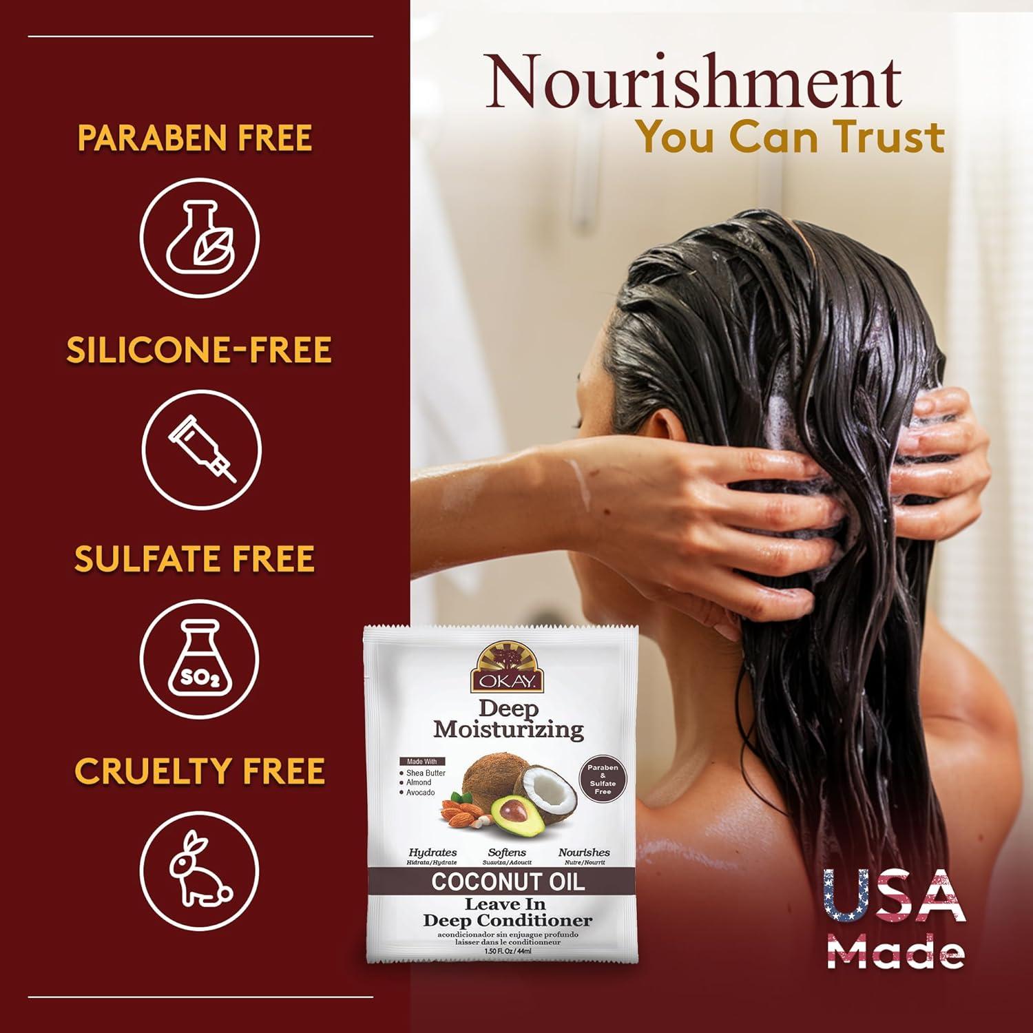 Acondicionador de Dejar OKAY Coco Hidratante 37ml - Sin Sulfatos