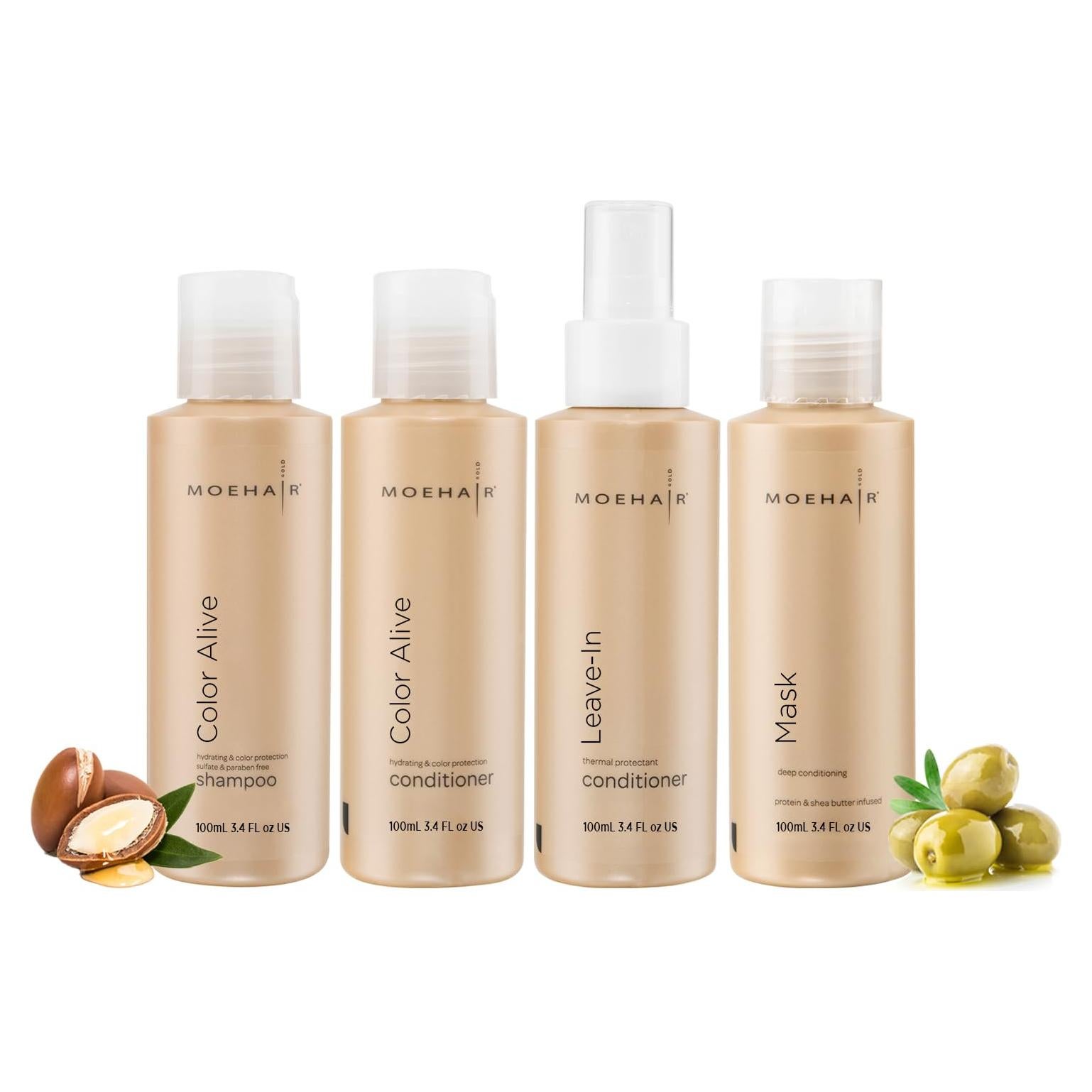 Kit de Viaje Moehair: Champú y Acondicionador Color Vivo