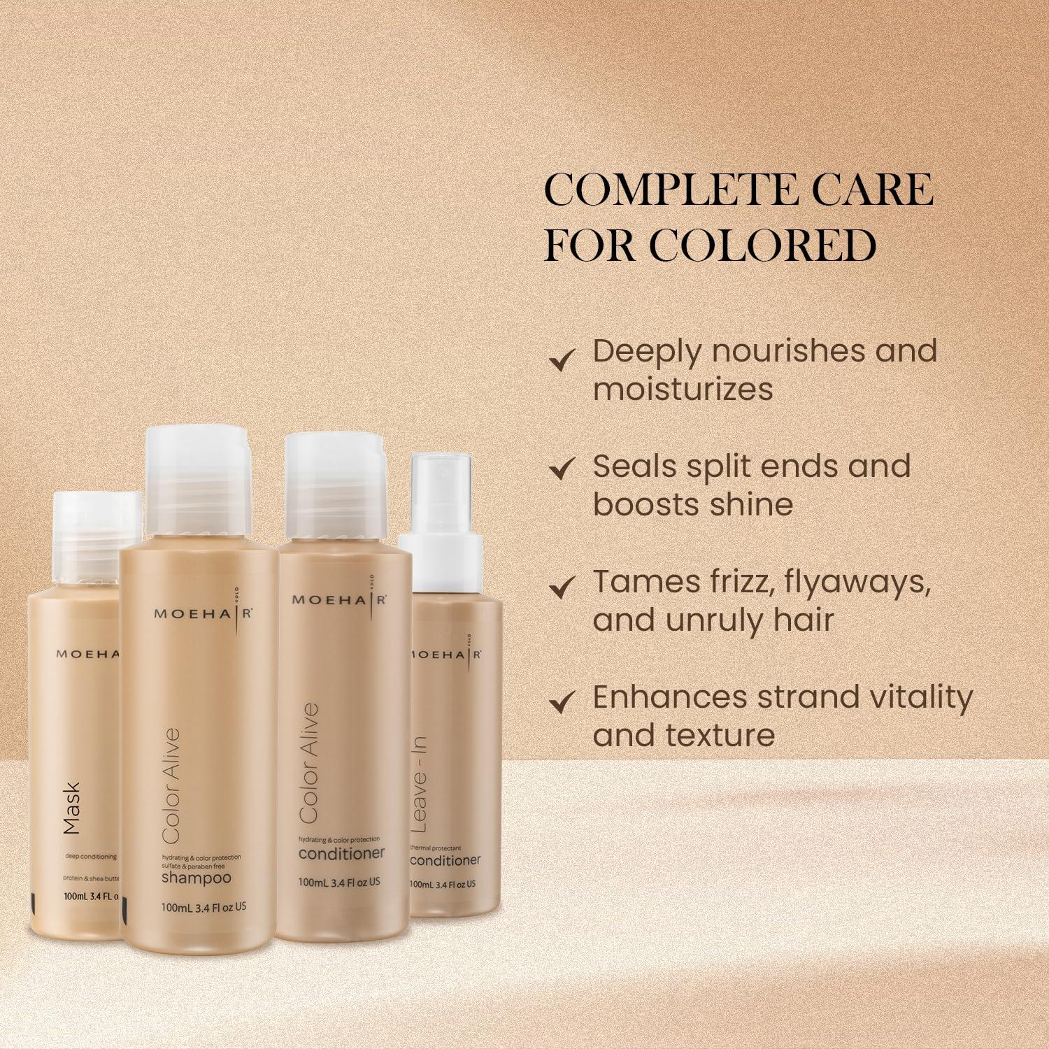 Kit de Viaje Moehair: Champú y Acondicionador Color Vivo