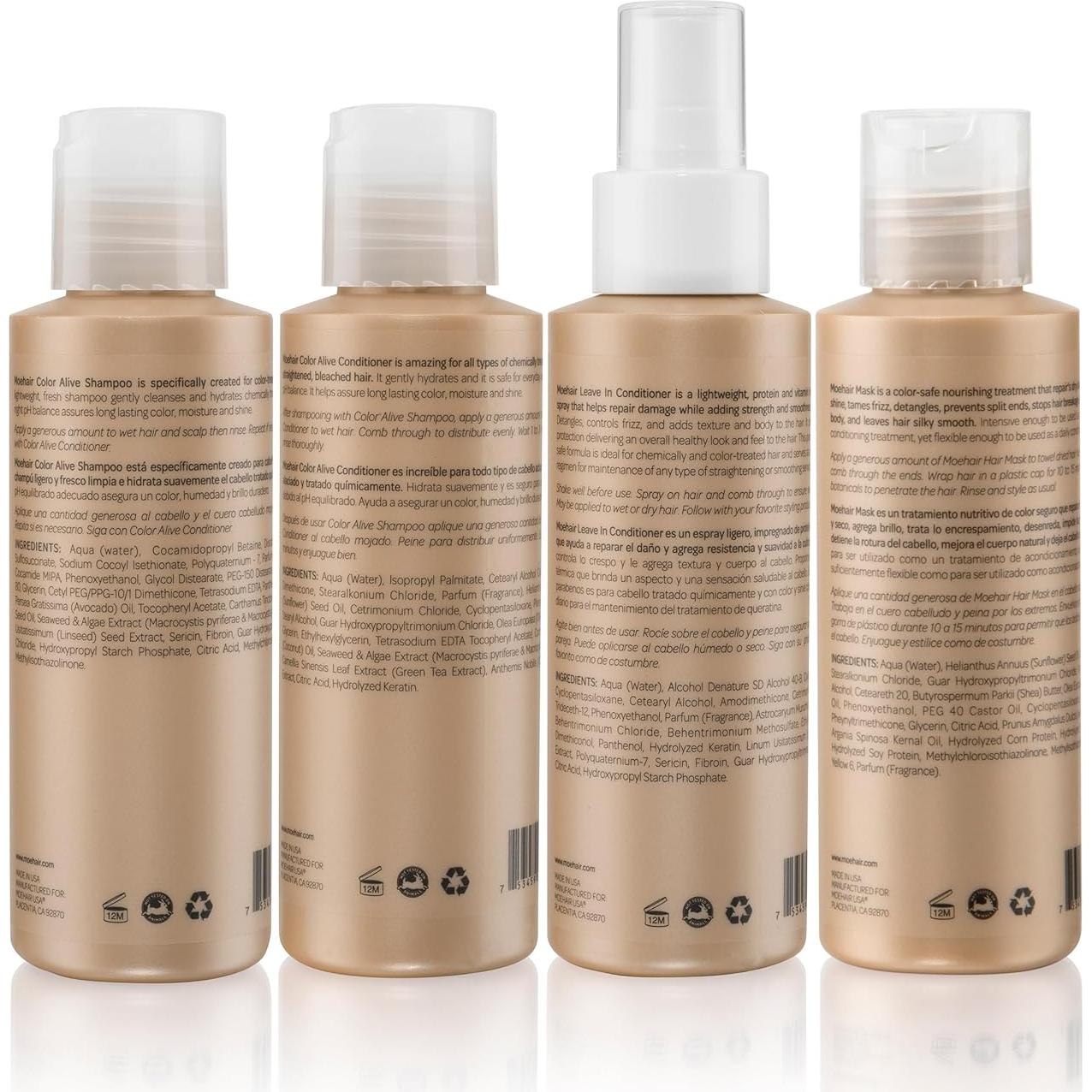 Kit de Viaje Moehair: Champú y Acondicionador Color Vivo