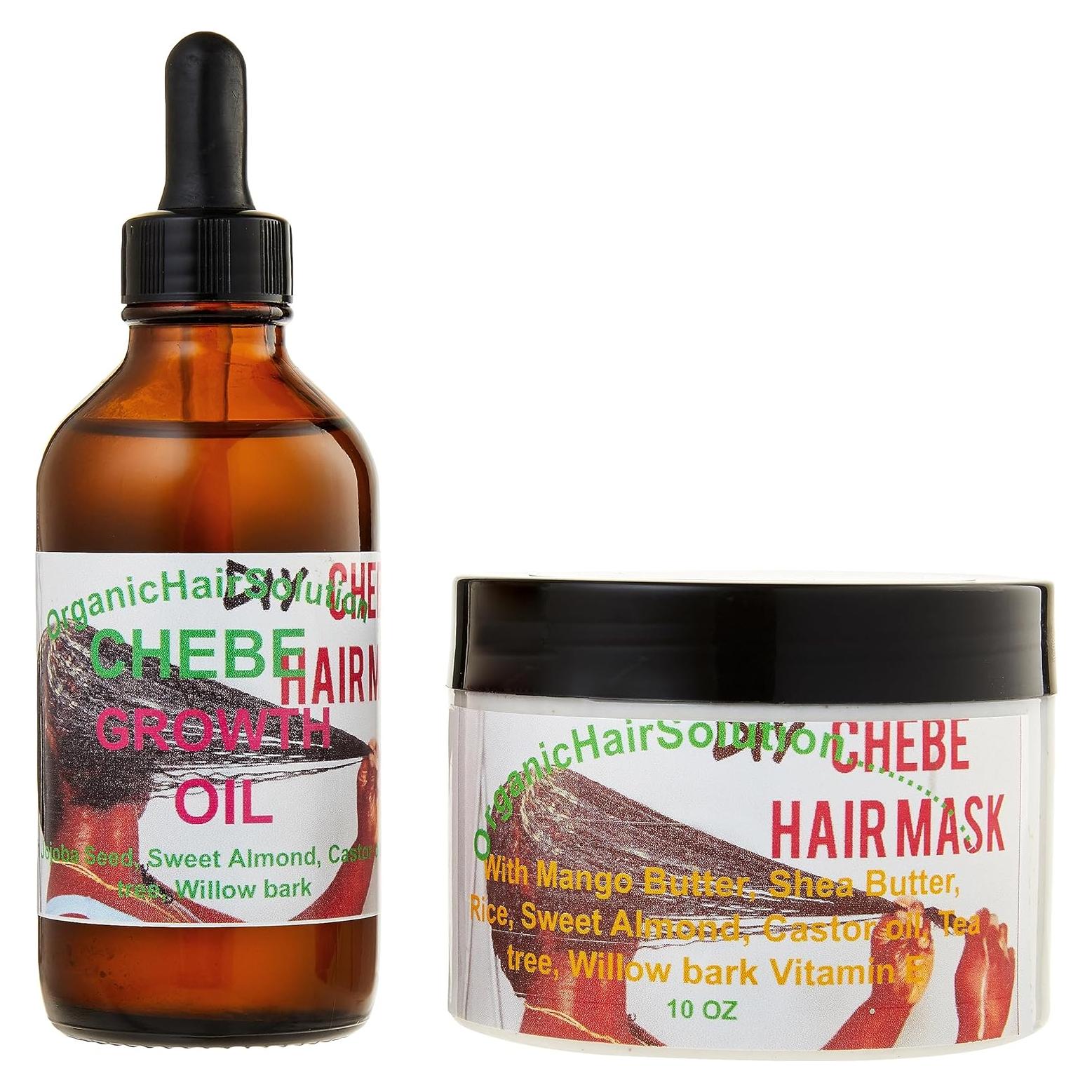 Aceite de Crecimiento Capilar Chebe y Acondicionador Sin Enjuague - 4 oz Crecimiento y 8 oz Acondicionador - Con Manteca de Mango y Aceite de Aguacate