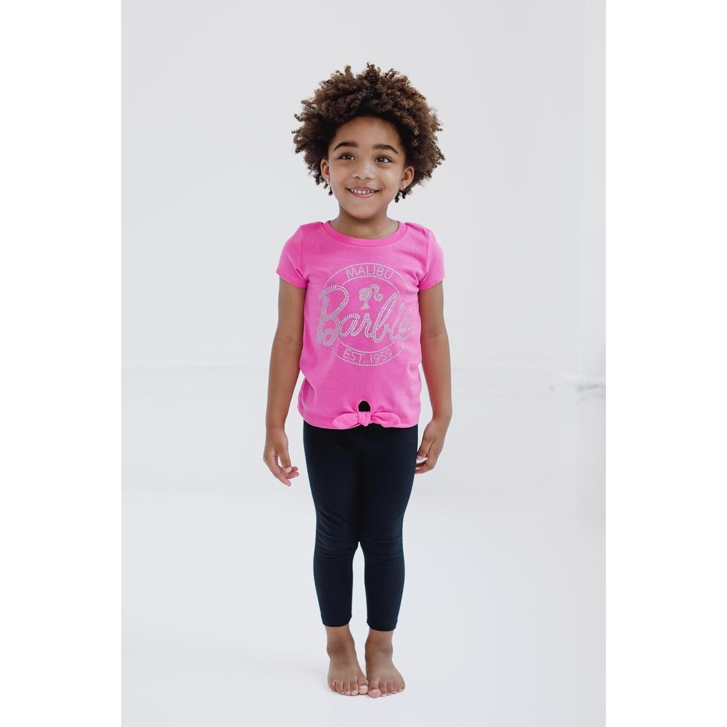 Conjunto camiseta y leggings Barbie para niñas 4T Rosa/Negro